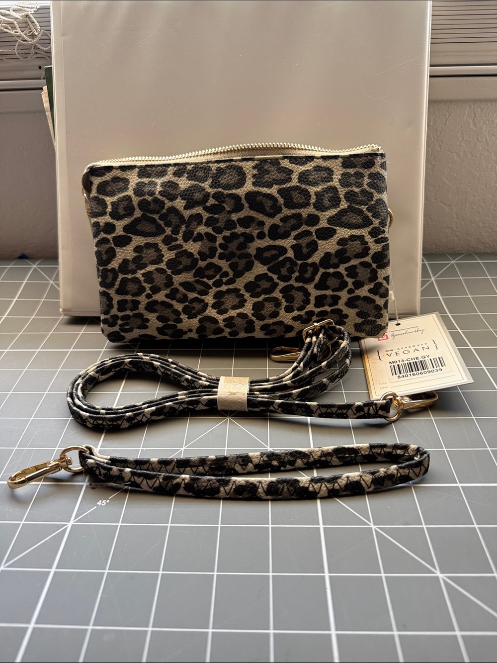 Leopard Print Wristlet Clutch in Brown and Black